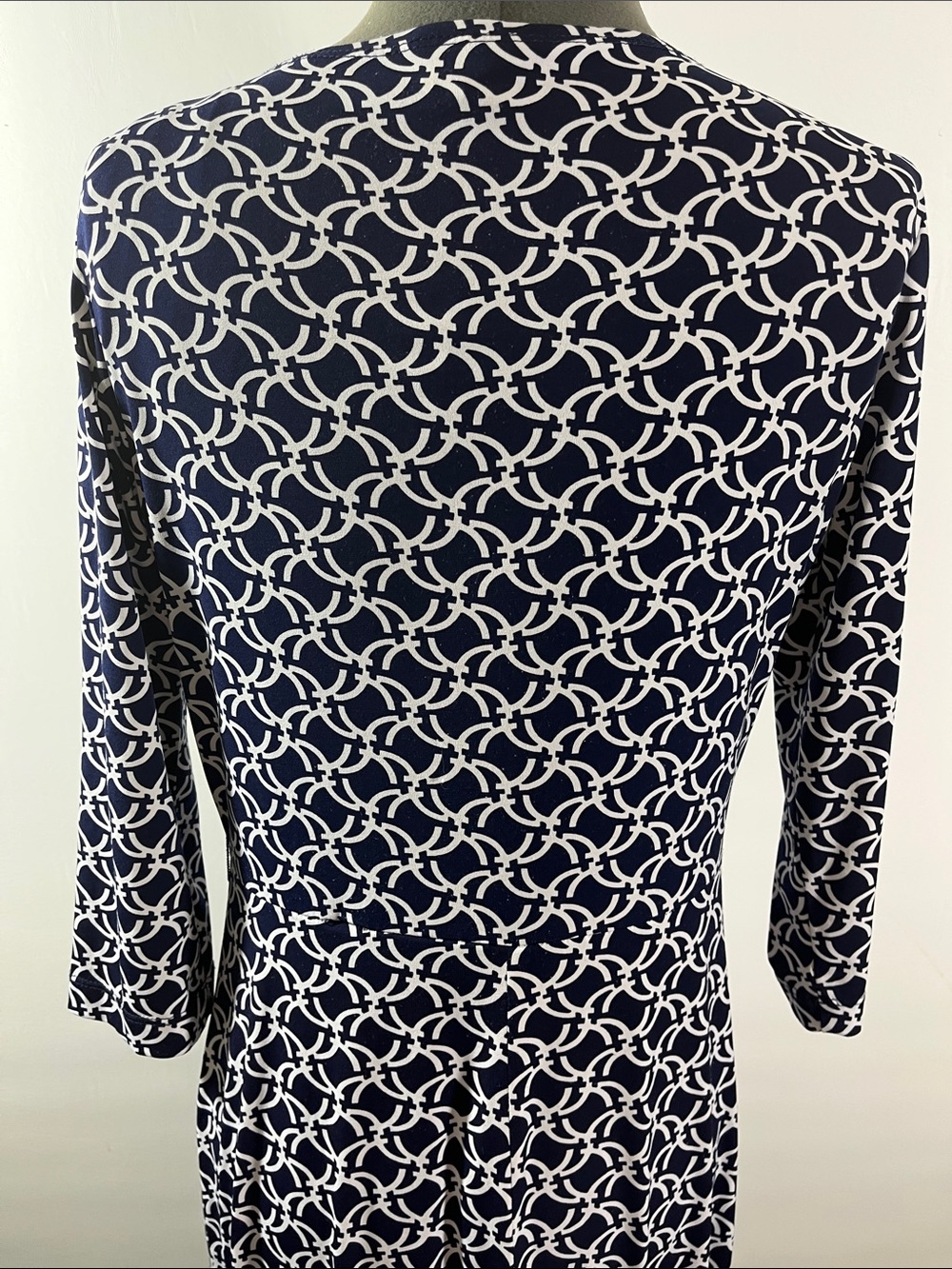Scarlett Women Dress Navy & White Geometric V-Neck Midi Size 10. - Picture 6 of 9